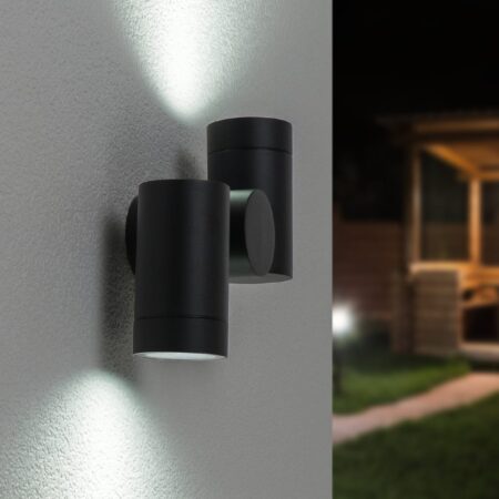 Silva - LED Wandlamp - IP64 Waterdicht - 8 Watt 690 Lumen - GU10 Fitting - 6500K Koud Wit - Dimbaar - Kantelbaar - Voor binnen en buiten - Up & Down Light - Zwart | HOFTRONIC