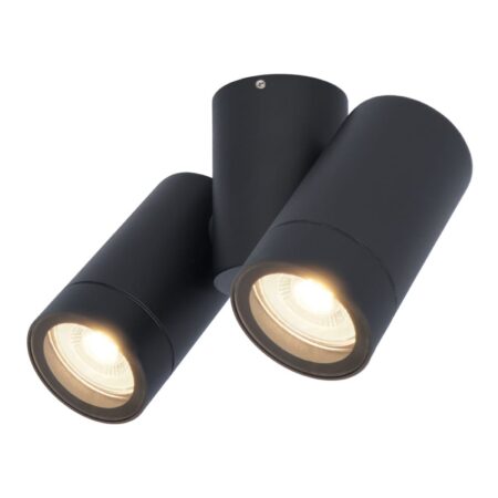 Silva LED plafondlamp - Kantelbaar - 2x 4 Watt 345 Lumen - 4000K neutraal wit - IP64 Waterdicht - Plafondspot - Binnen en buitengebruik - Zwart | HOFTRONIC