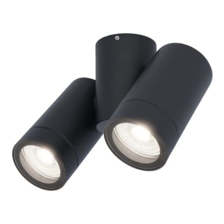 Silva LED plafondlamp - Kantelbaar - 2x 4 Watt 345 Lumen - 6500K daglicht wit - IP64 Waterdicht - Plafondspot - Binnen en buitengebruik - Zwart | HOFTRONIC