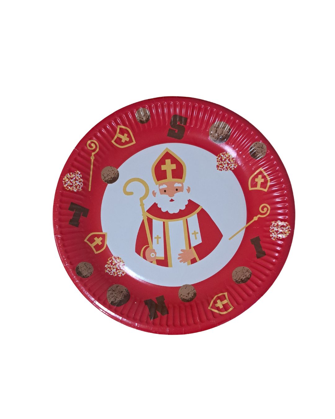 Sinterklaas borden karton rood 8st Ø23cm | Merkloos