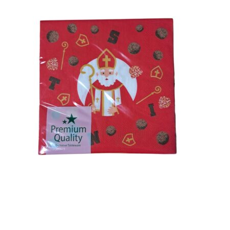 Sinterklaas servetten 3-laags rood | Merkloos