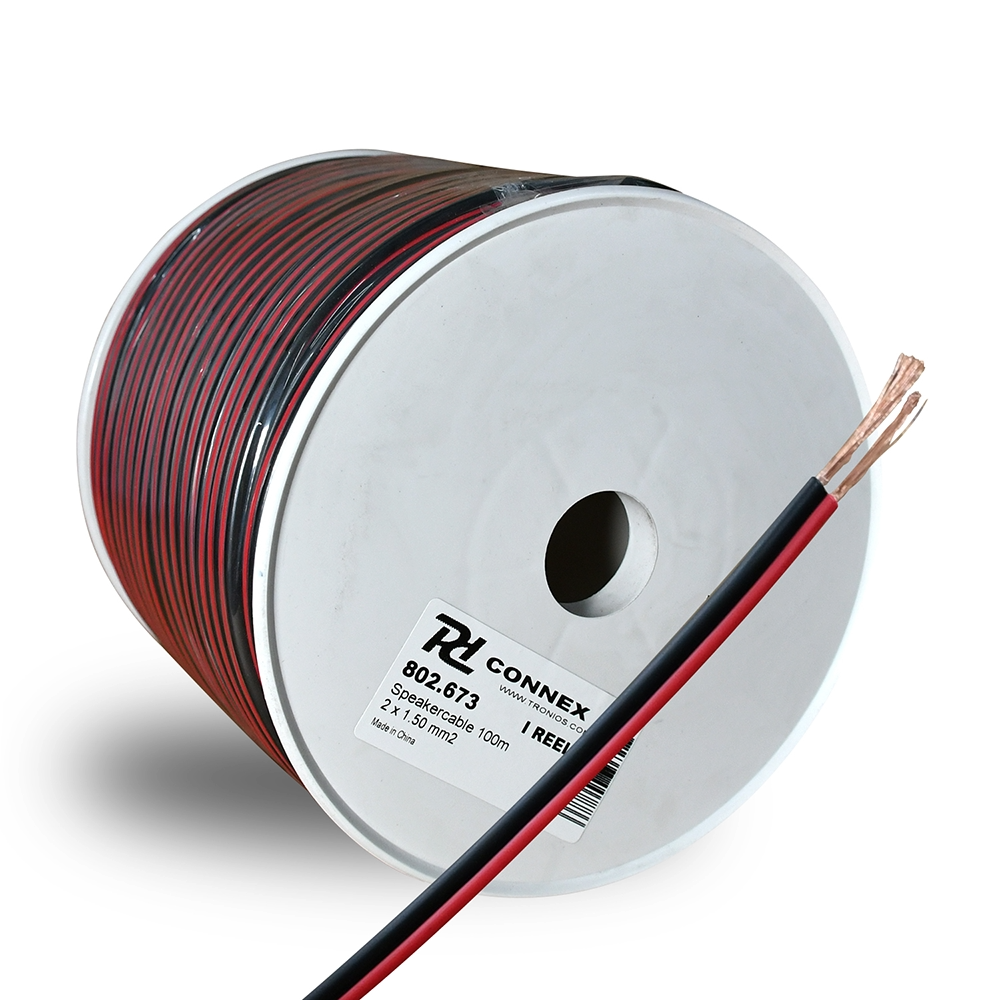 SkyTronic Rood/Zwart kabel - 2 aderig - 2x1.5mm - Rol van 100 meter | PD Connex