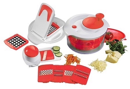 Slacentrifuge met raspen en accessoires Rood/Wit | Enrico