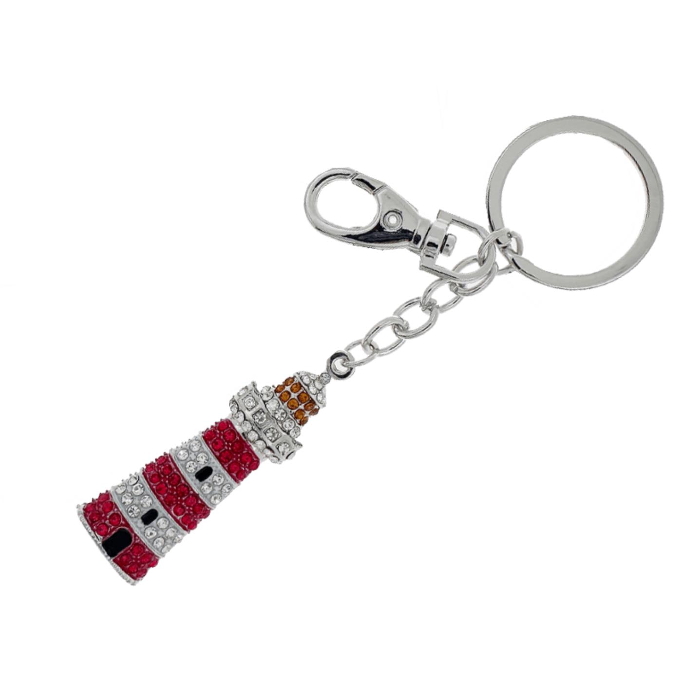 Sleutelhanger vuurtoren bling metaal 5cm | Merkloos
