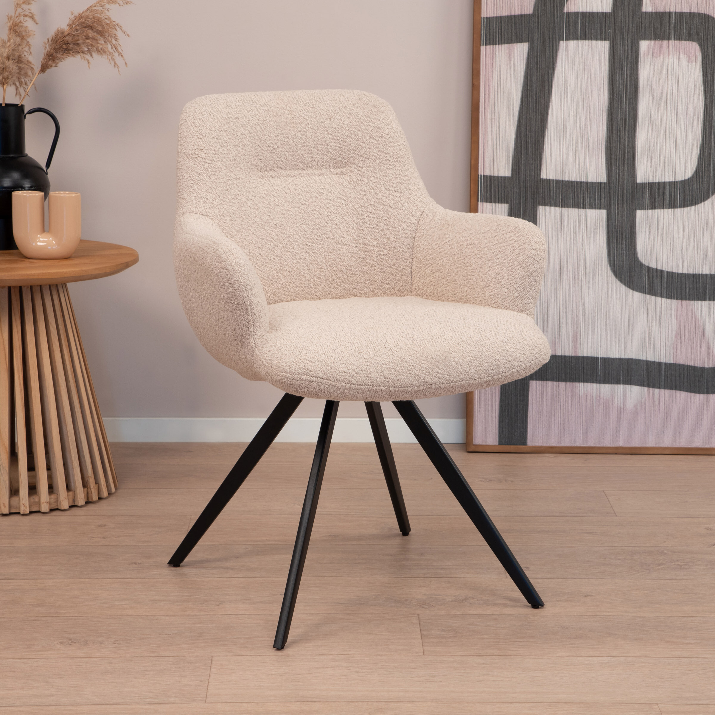 Sohome Draaibare Eetkamerstoel Aimée Bouclé - Beige | Sohome