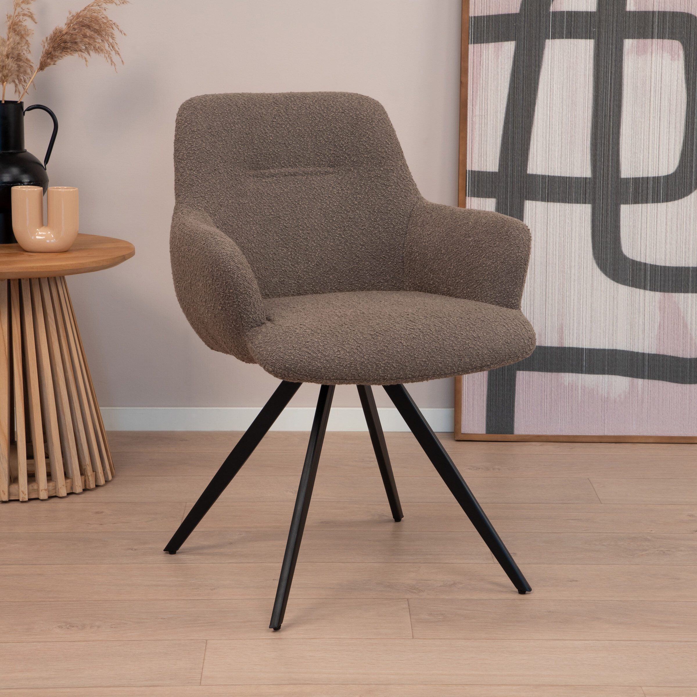 Sohome Draaibare Eetkamerstoel Aimée Bouclé - Bruin | Sohome