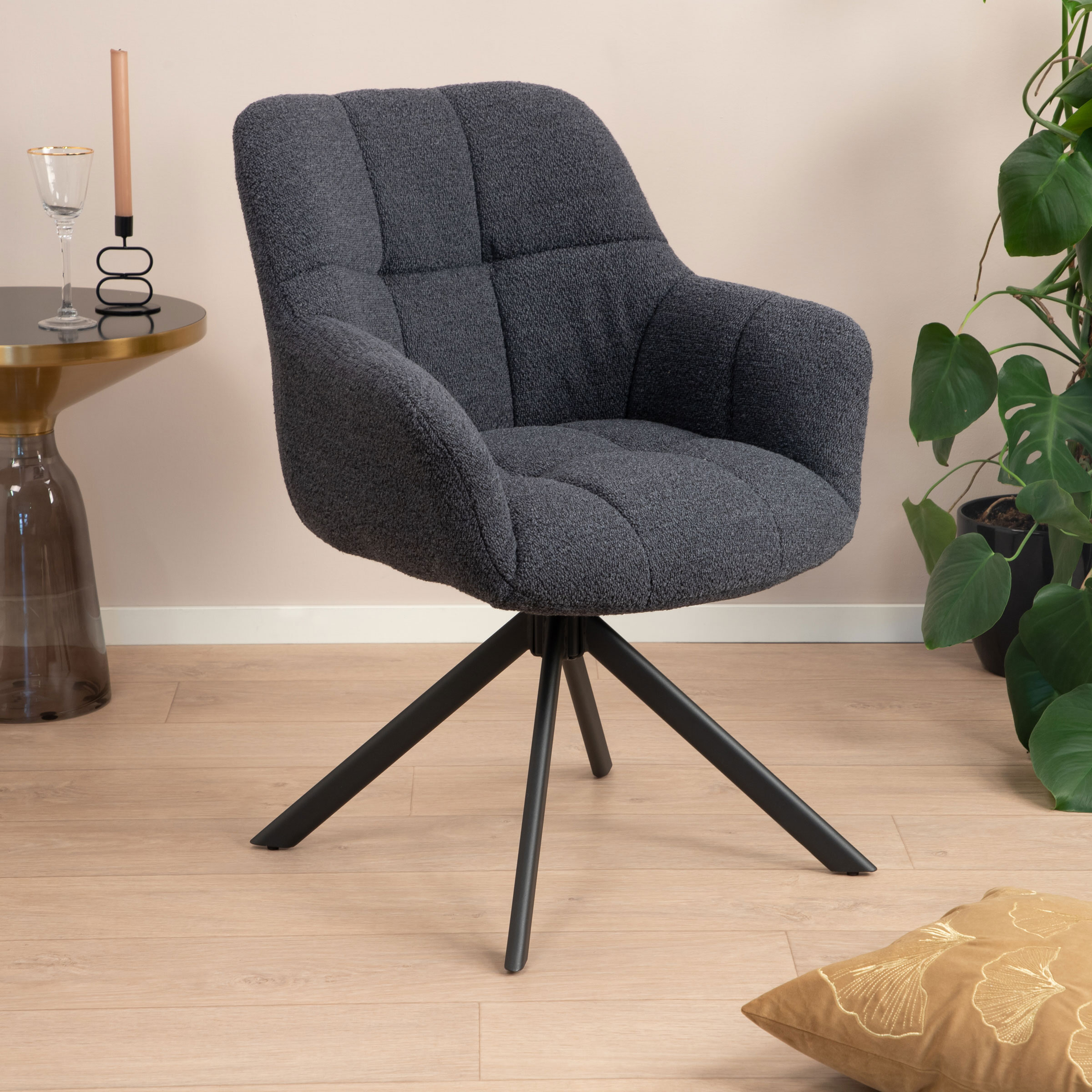 Sohome Draaibare Eetkamerstoel Almar Bouclé - Antraciet | Sohome
