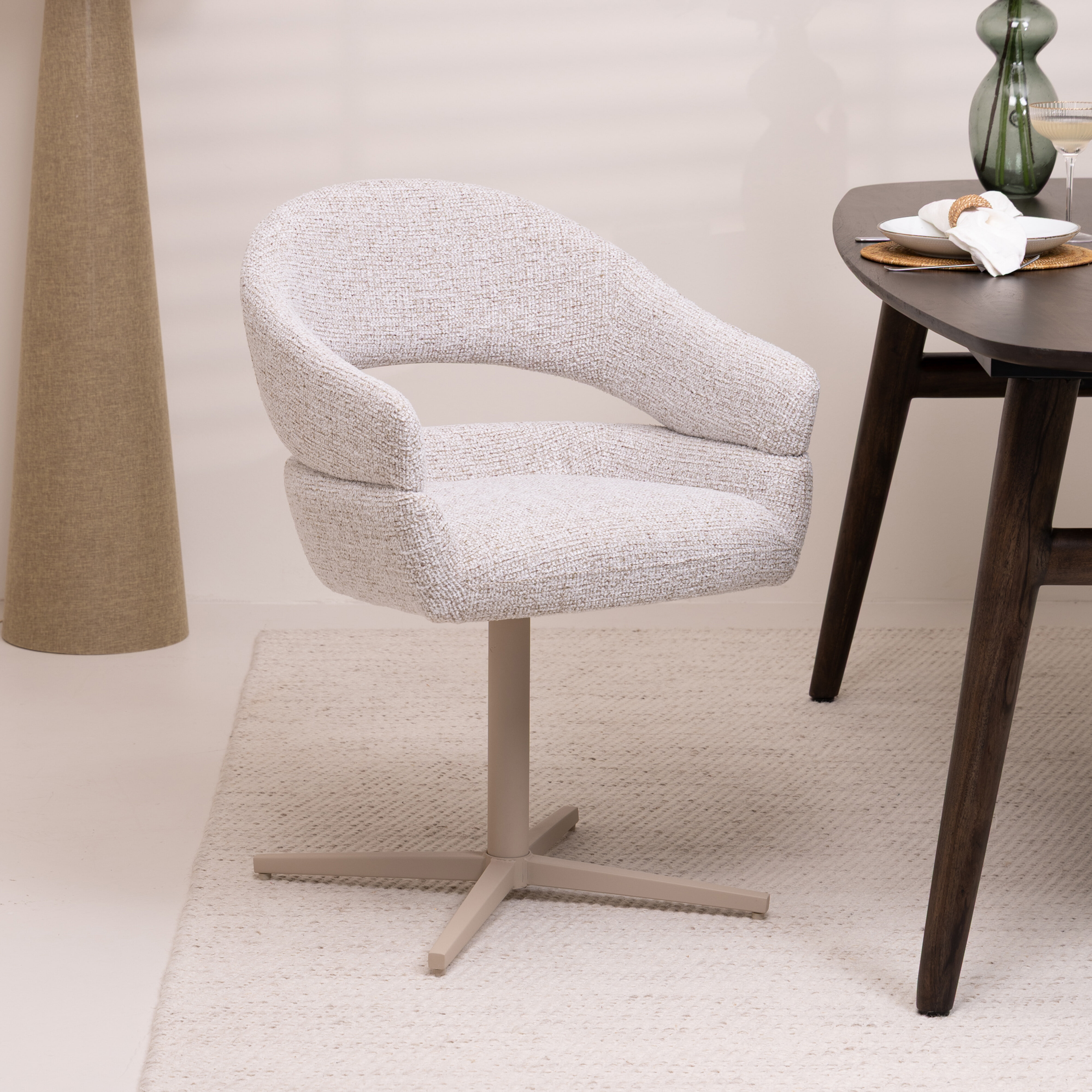 Sohome Draaibare Eetkamerstoel Jada Geweven stof - Naturel | Sohome