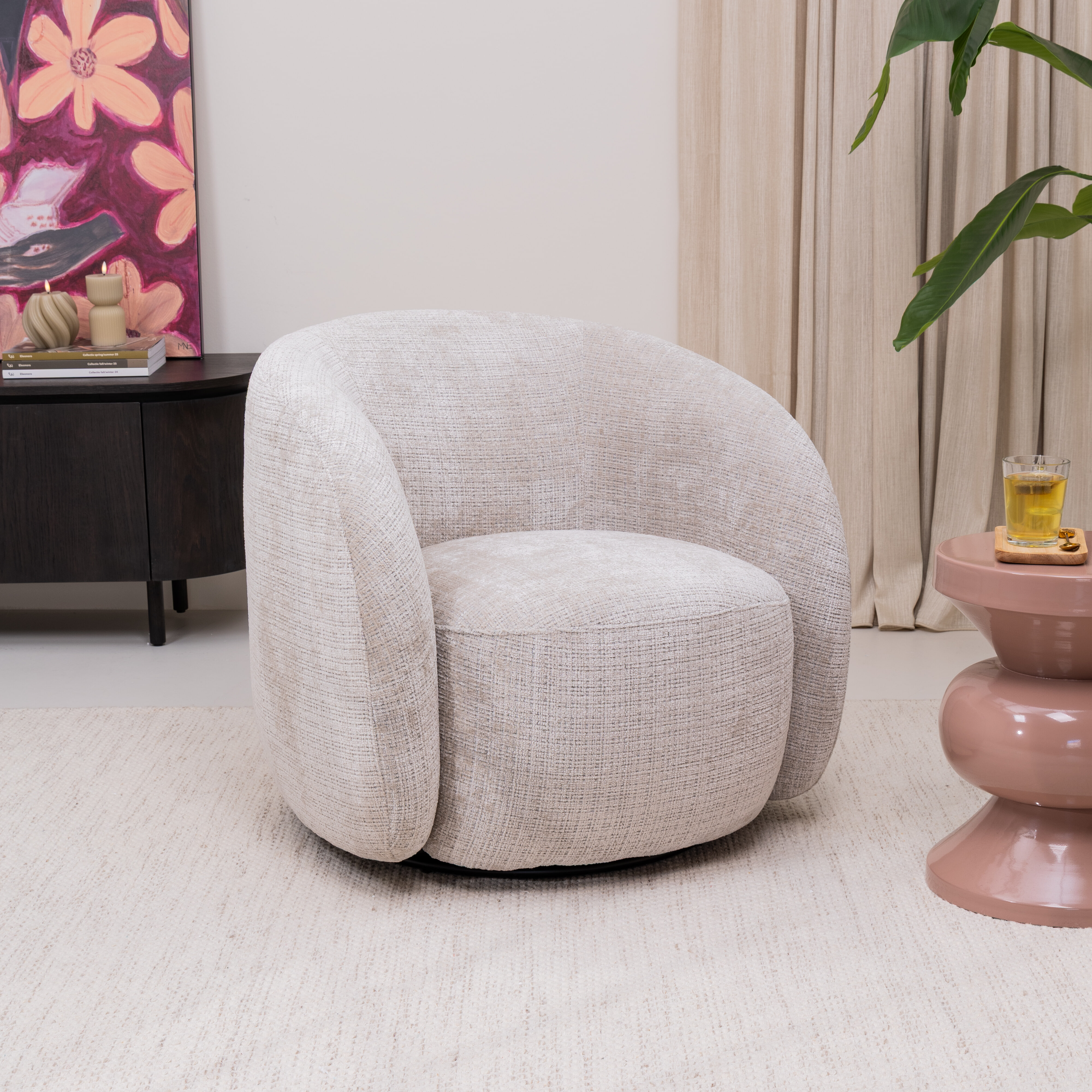 Sohome Draaifauteuil Zayn Chenille - Beige | Sohome