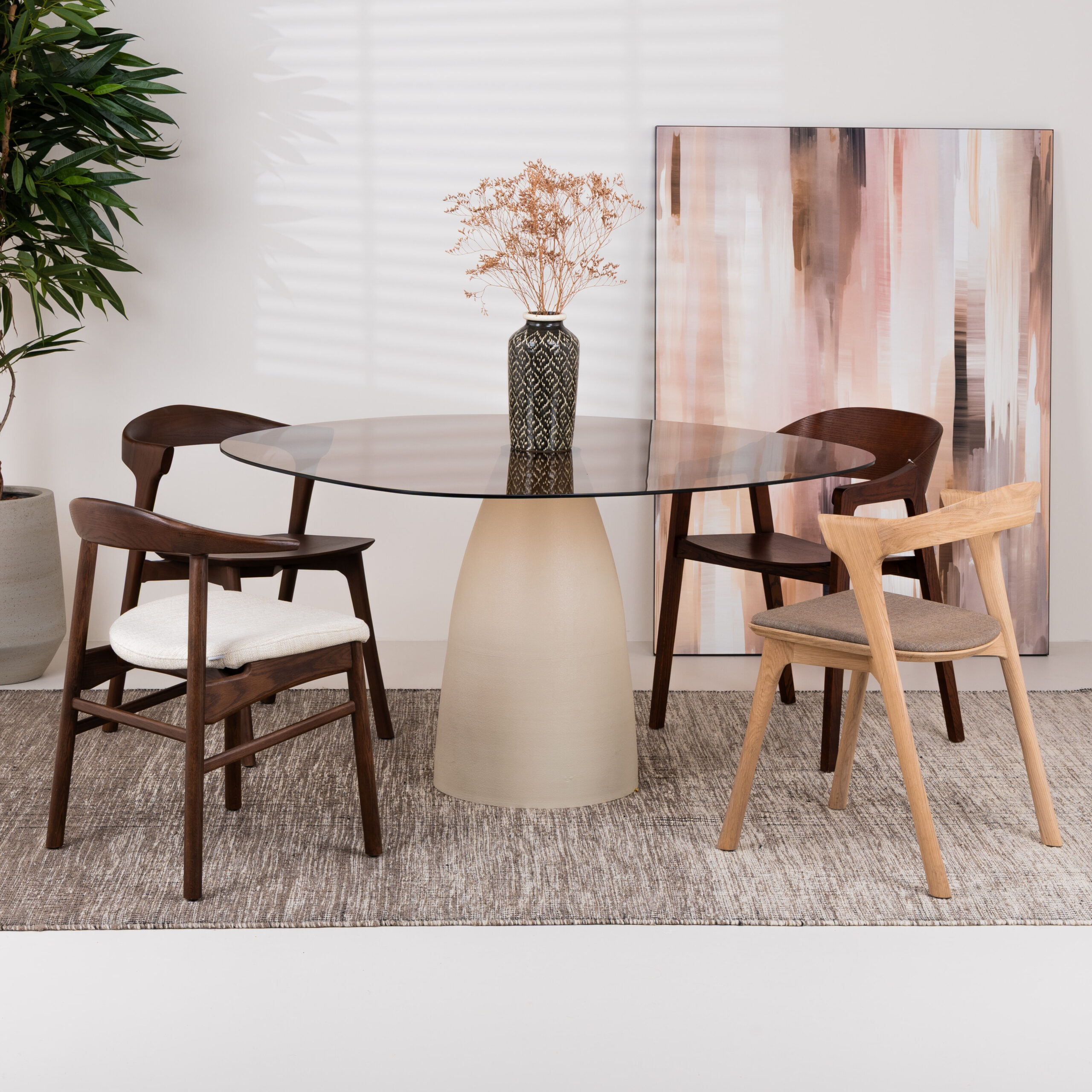 Sohome Organische Eettafel Jacky Glas en betonlook