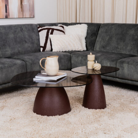 Sohome Organische Salontafel Jacky Glas en gecoat staal