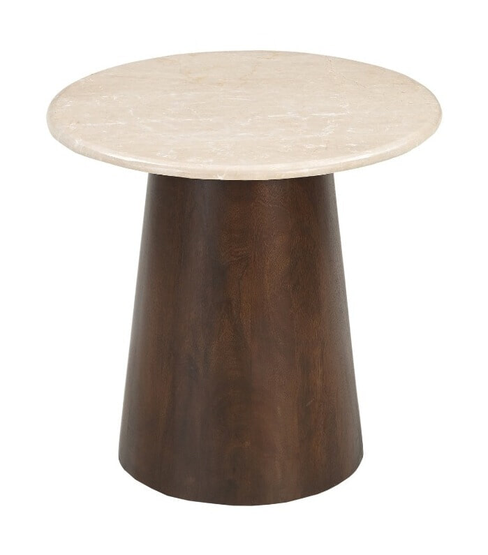 Sohome Ronde Bijzettafel Margred Marmer en mangohout