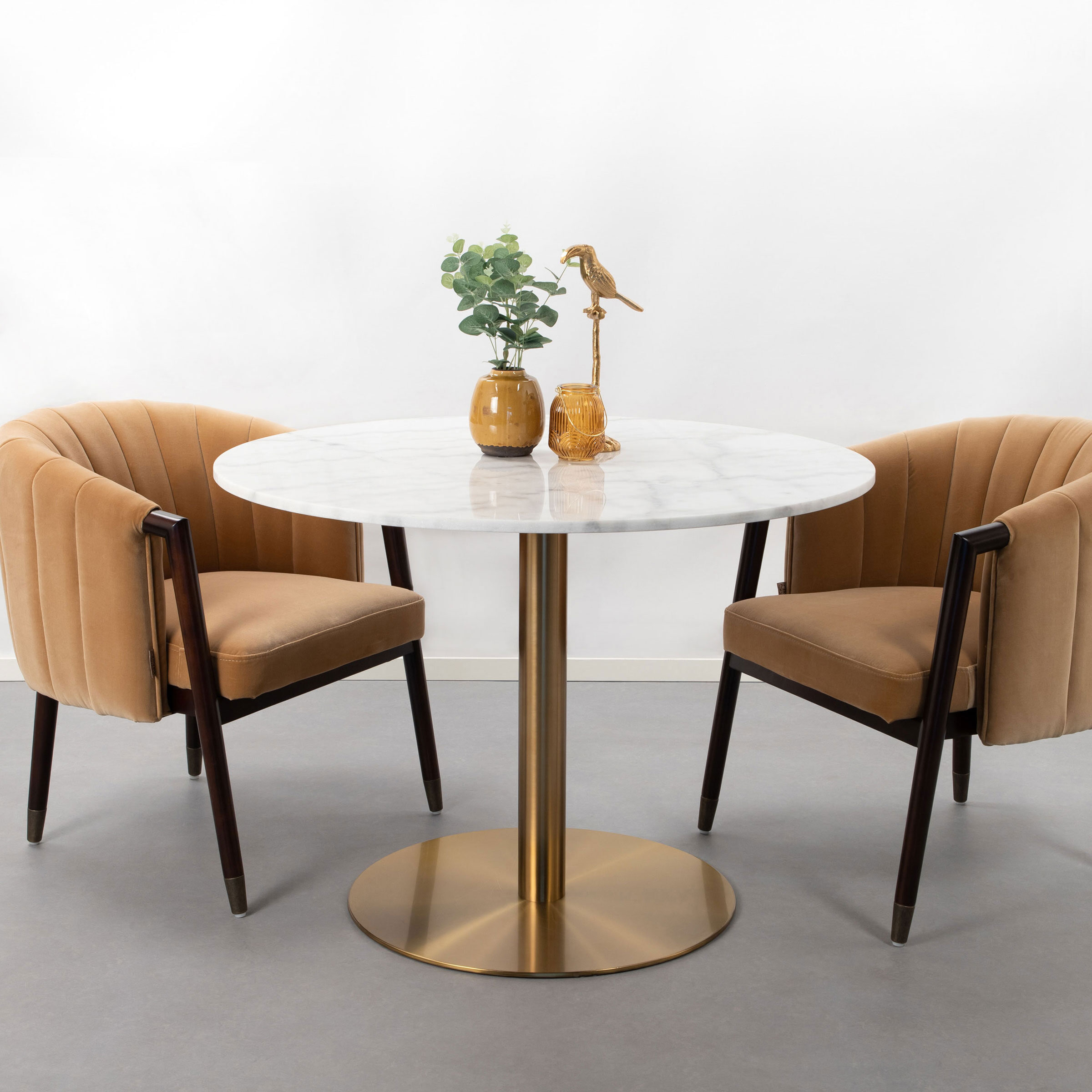 Sohome Ronde Eettafel Naima 105cm - Wit Marmer/Brass | Sohome
