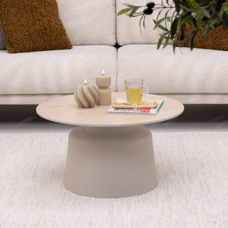 Sohome Ronde Salontafel Noelle Keramiek in travertinlook