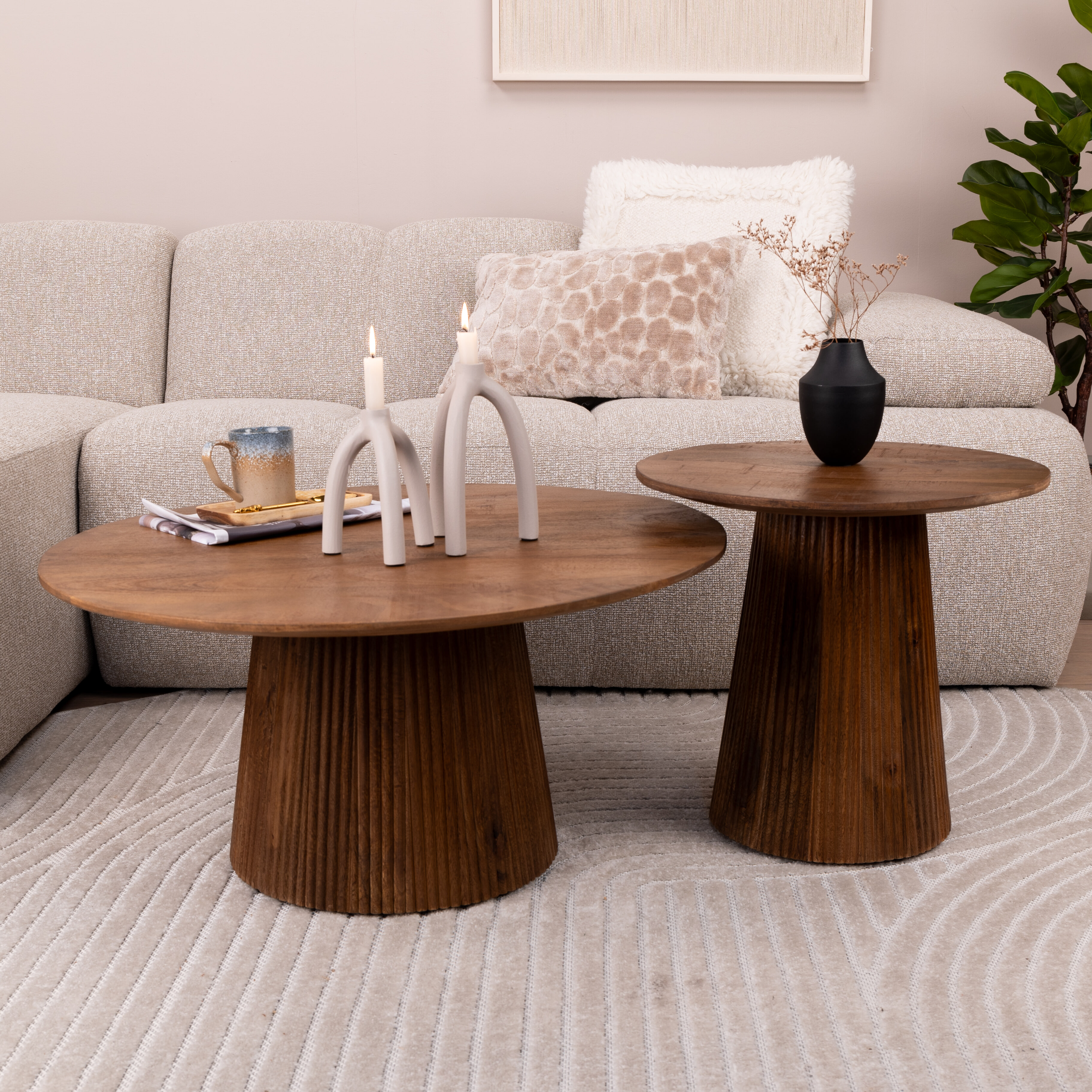 Sohome Salontafel Olav Set van 2 stuks Rond - Bruin | Sohome
