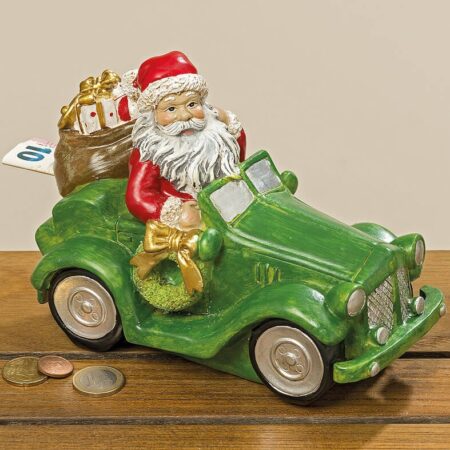 Spaarpot kerstman in wagen | Boltze