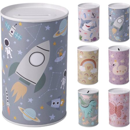 Spaarpot met kinderafbeelding 8x8x13cm | Merkloos