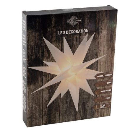 Ster kunststof 35cm wit 4xwarmled timer | Svenska Living