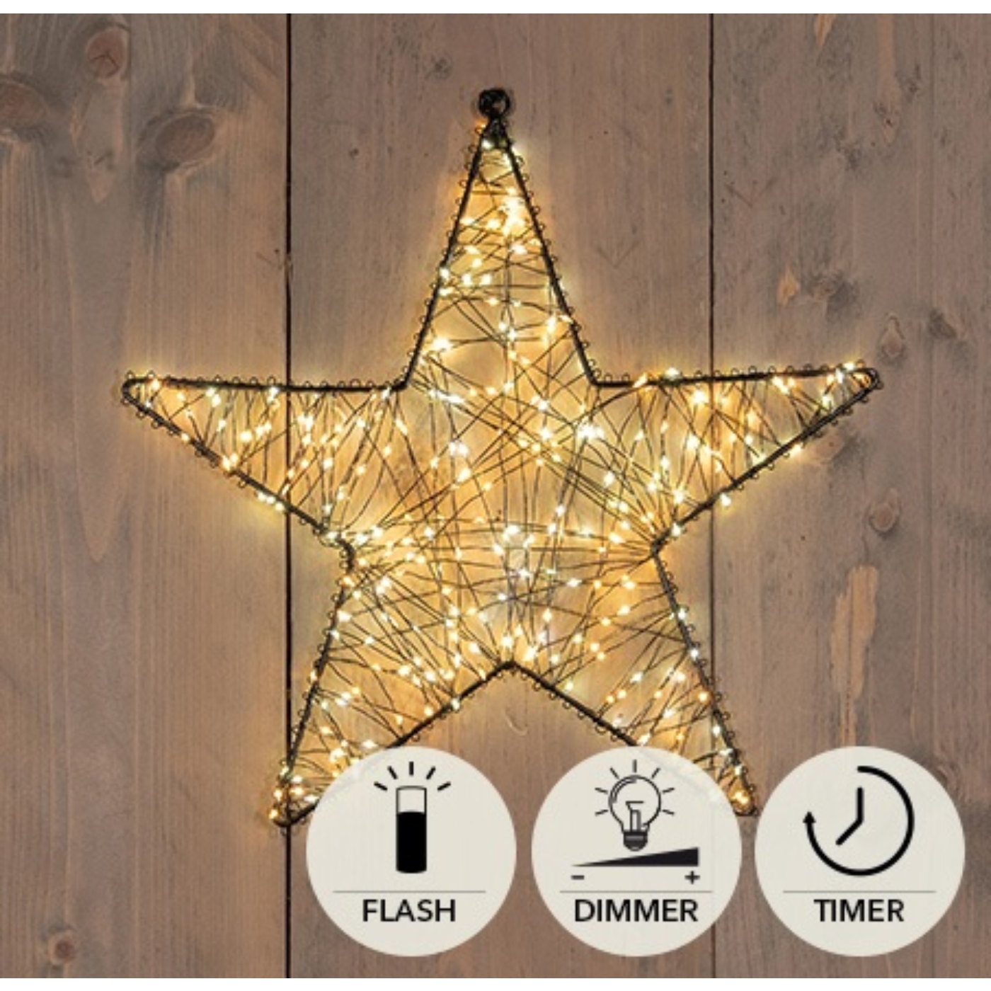Ster zwart metaal 36cm 300LED flash | Anna's Collection