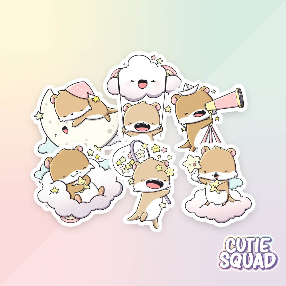 Stickerset Cloudy Otters - CutieSquad | CutieSquad