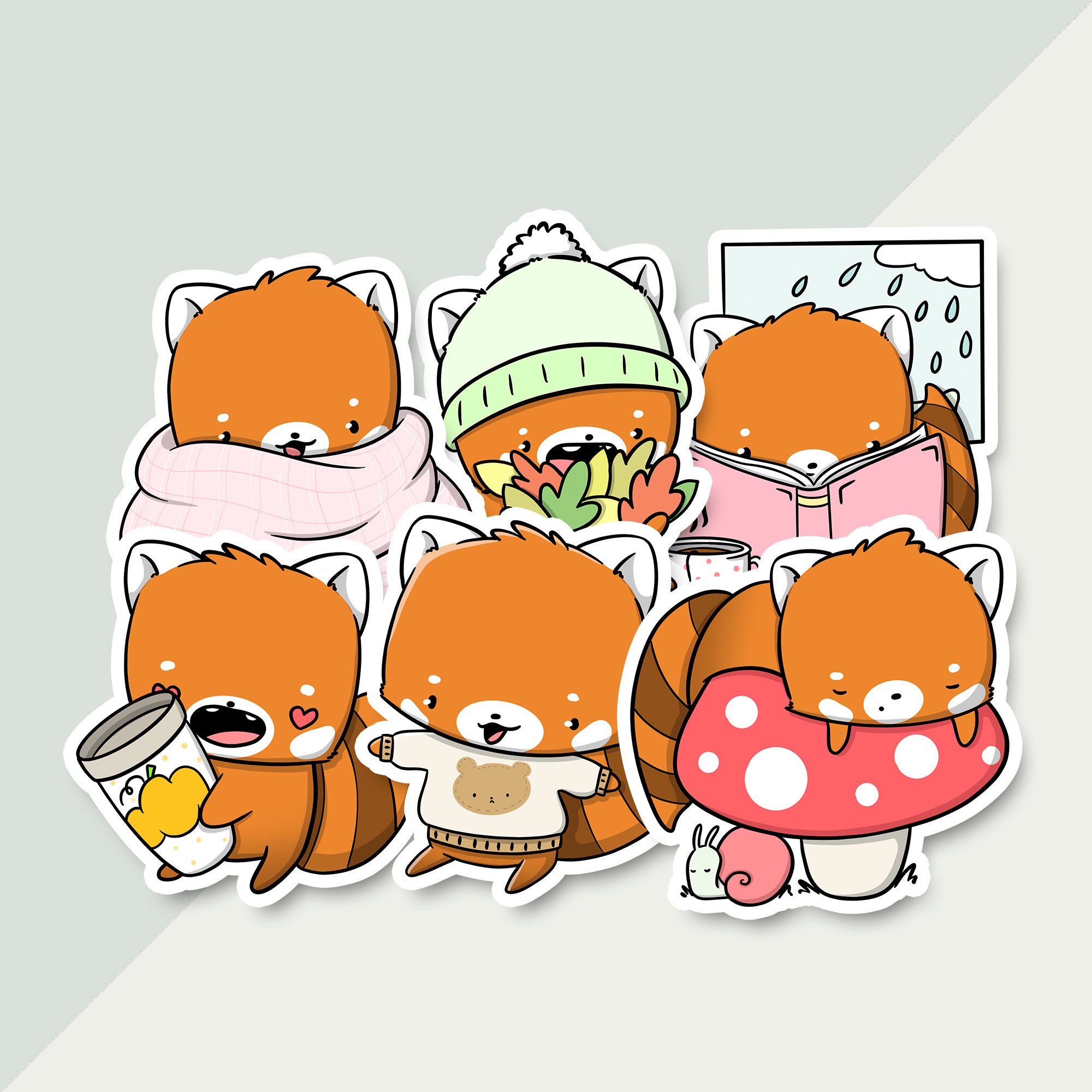 Stickerset - Fall Red Pandas | CutieSquad