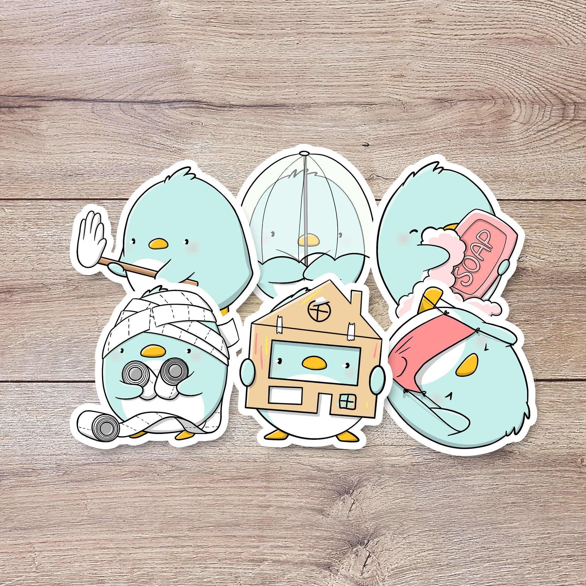 Stickerset - Penguins in Quarantine | CutieSquad