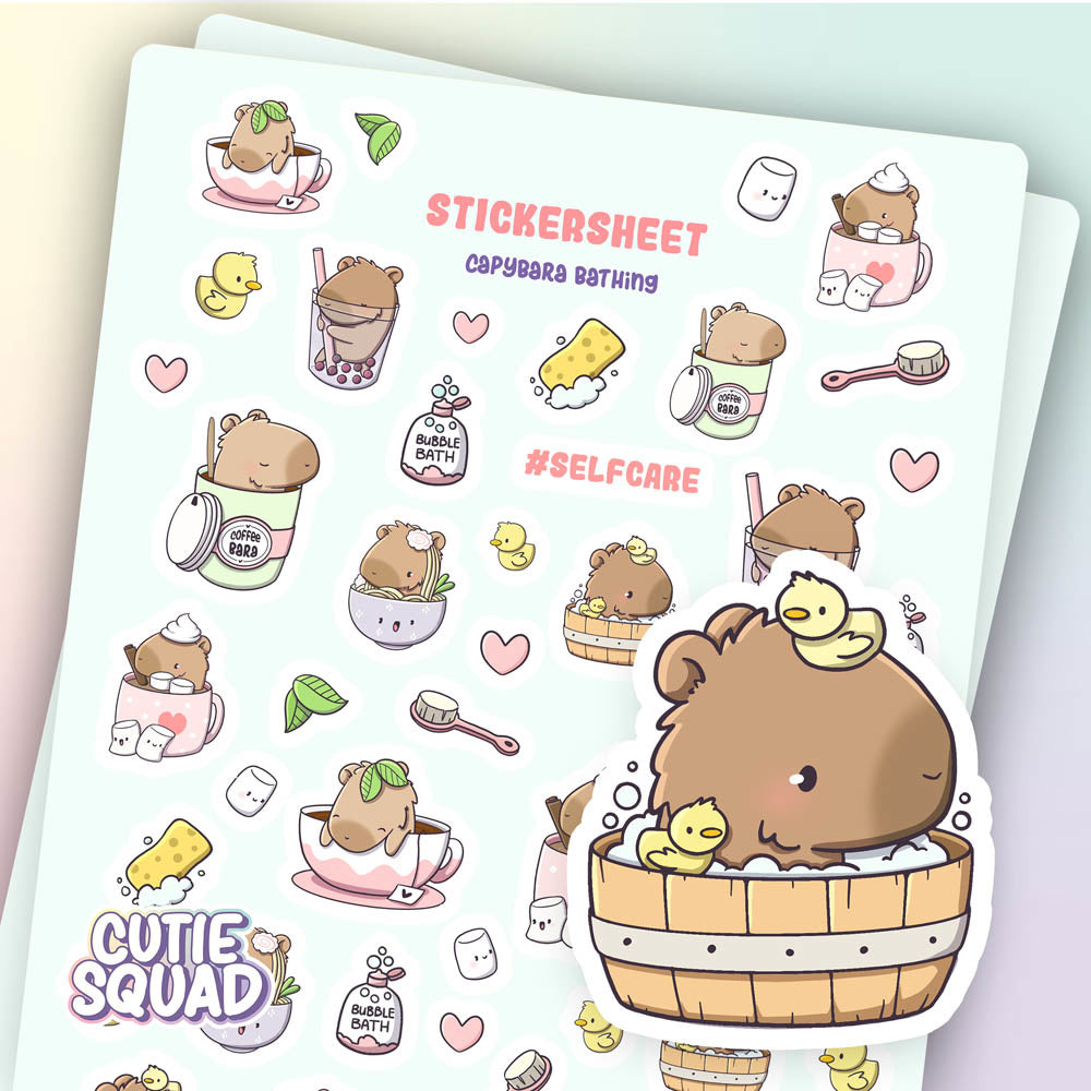 Stickervel - Capybara Bathing | CutieSquad