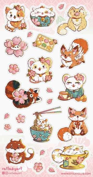 Stickervel Cherry Blossom Cuties - Stickii | Stickii