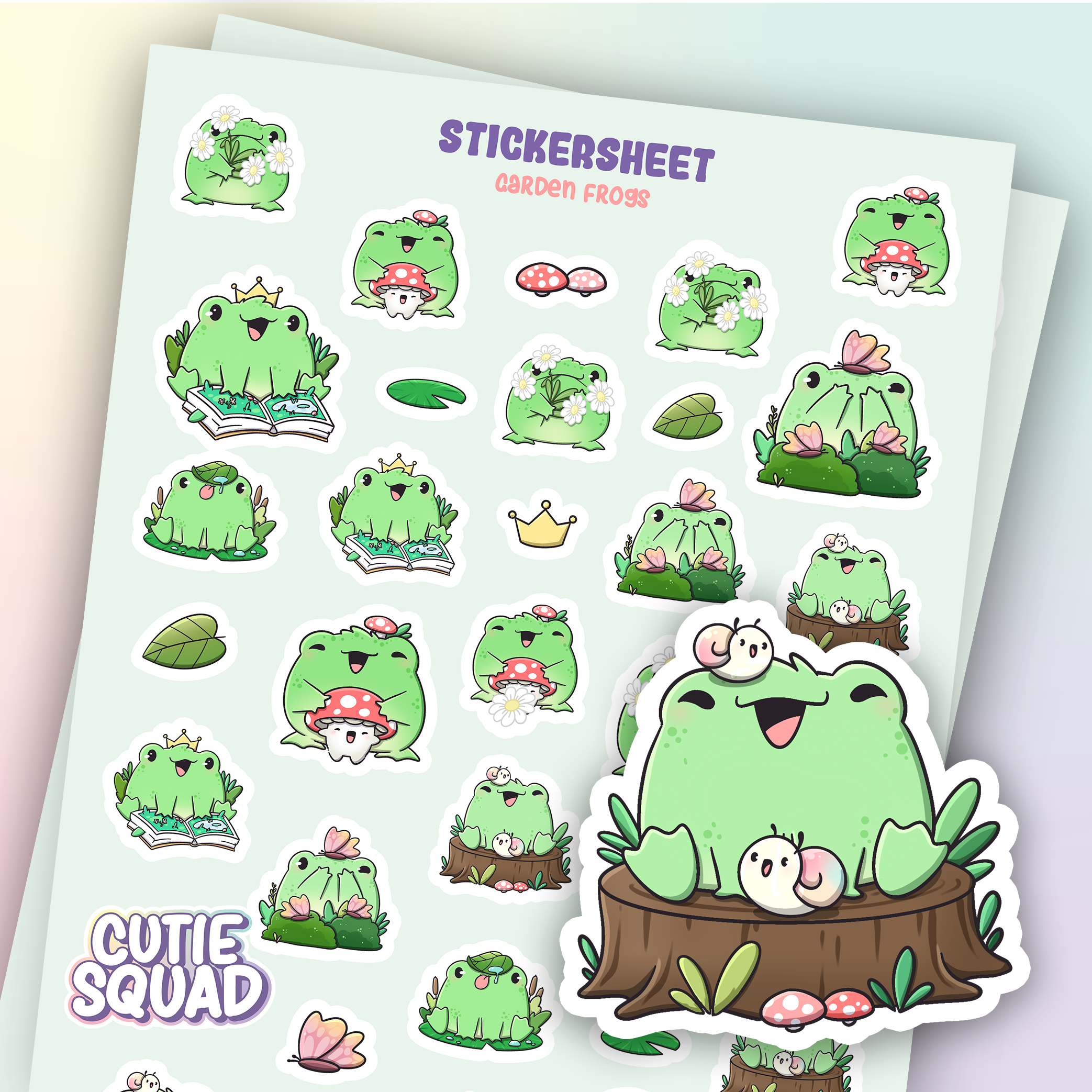 Stickervel Garden Frogs - CutieSquad | CutieSquad