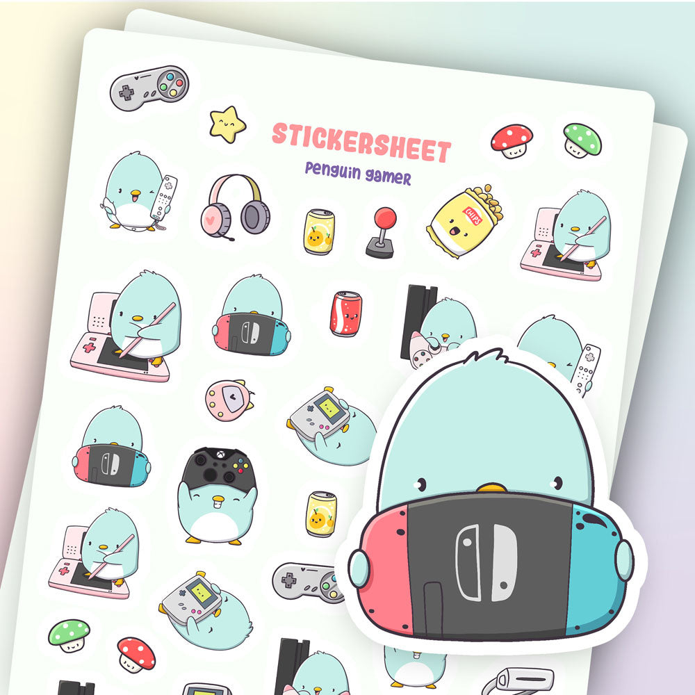 Stickervel - Penguin Gamer | CutieSquad