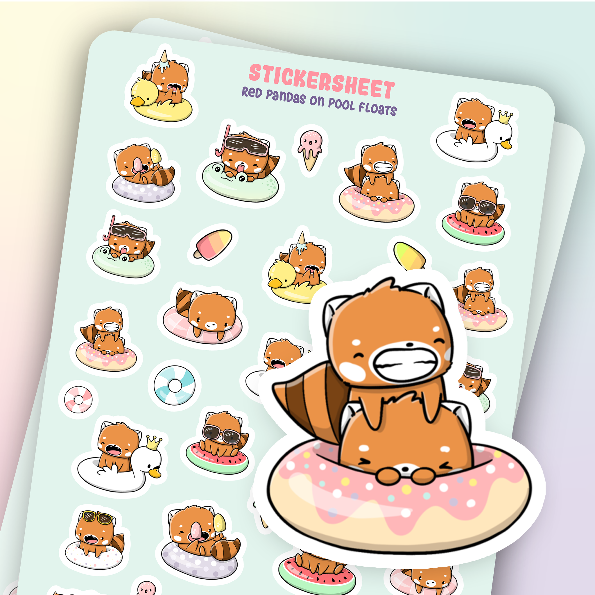 Stickervel - Poolfloat Red Pandas | CutieSquad