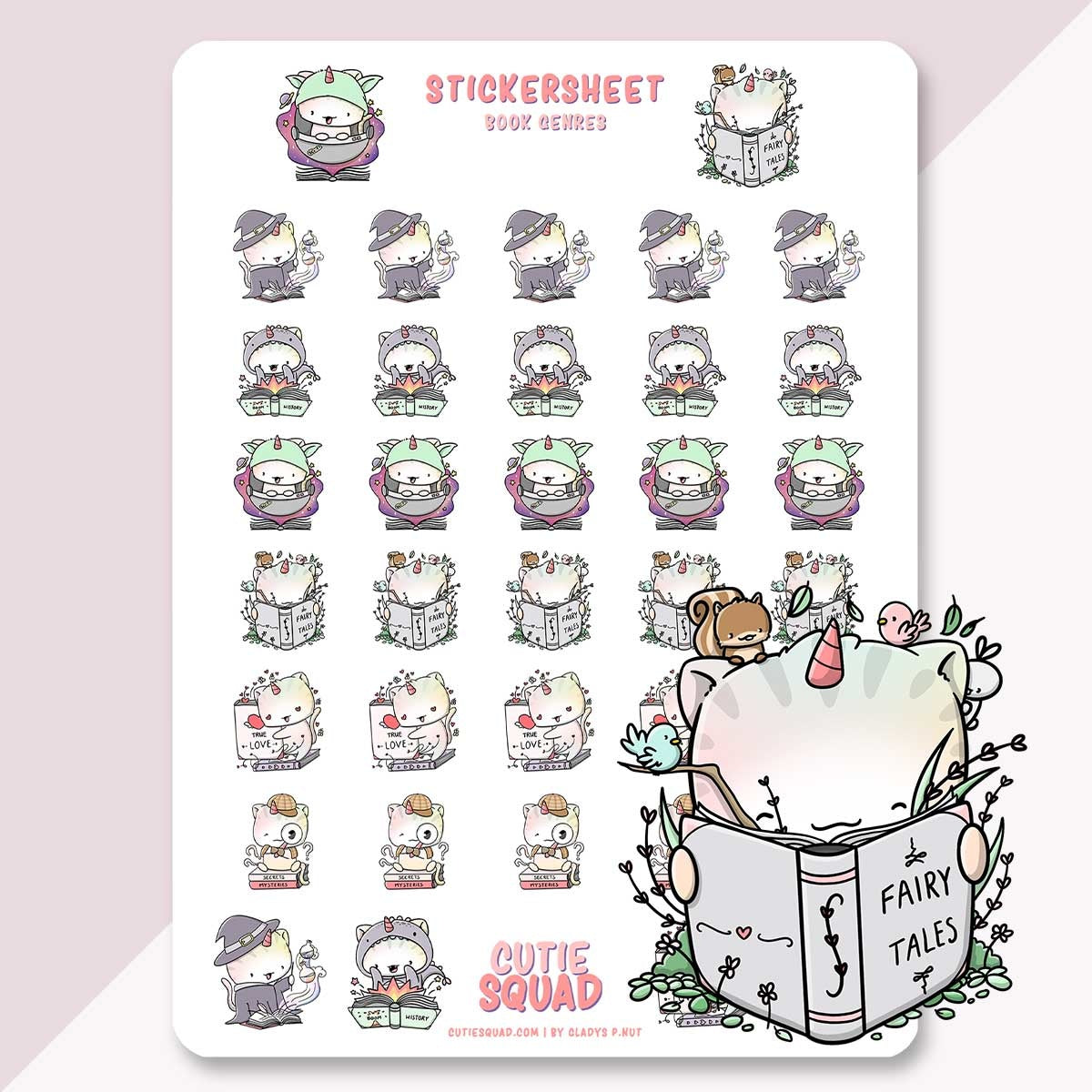 Stickervel - Unikitties Book lovers (LIMITED!) | CutieSquad