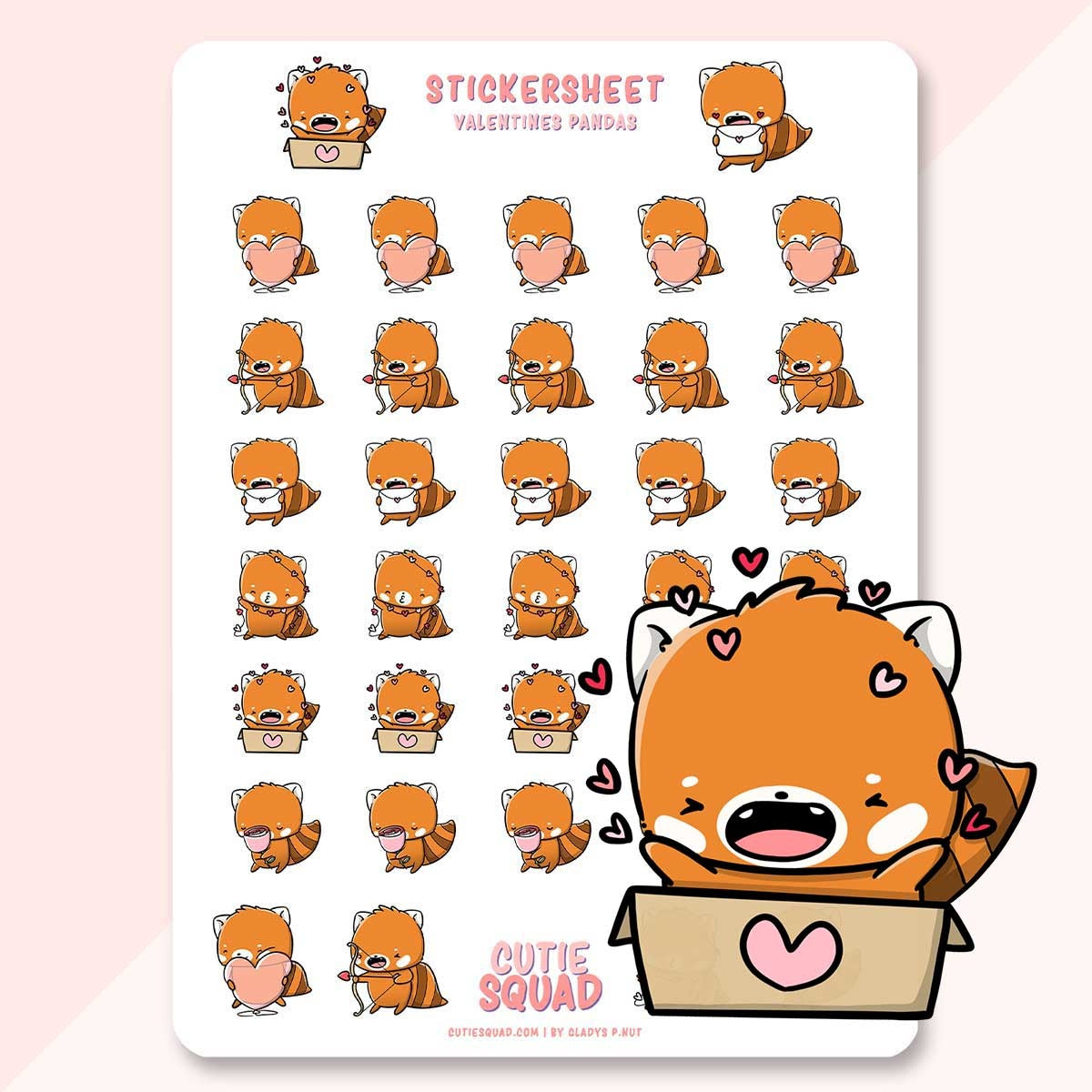 Stickervel - Valentine pandas (LIMITED!) | CutieSquad