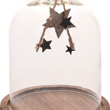 Stolp glas met houten plateau 15x20cm | Z