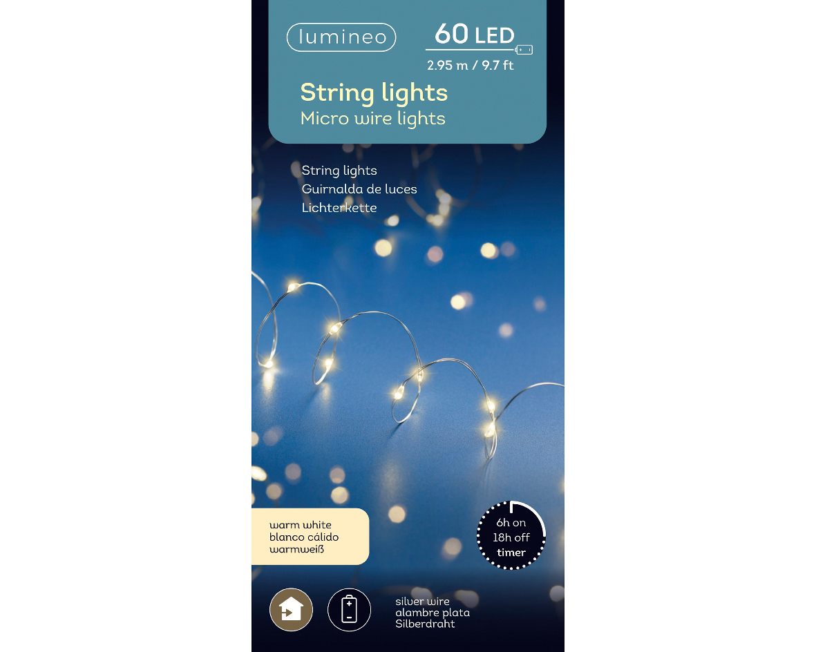Strengverlichting 60 LED warm wit | Lumineo