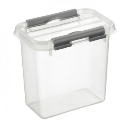 Sunware Q line box met deksel 1.1 liter transparant/metaal | Sunware
