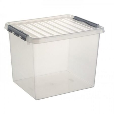 Sunware box met deksel Q-line 52 liter transparant/metaal | Sunware