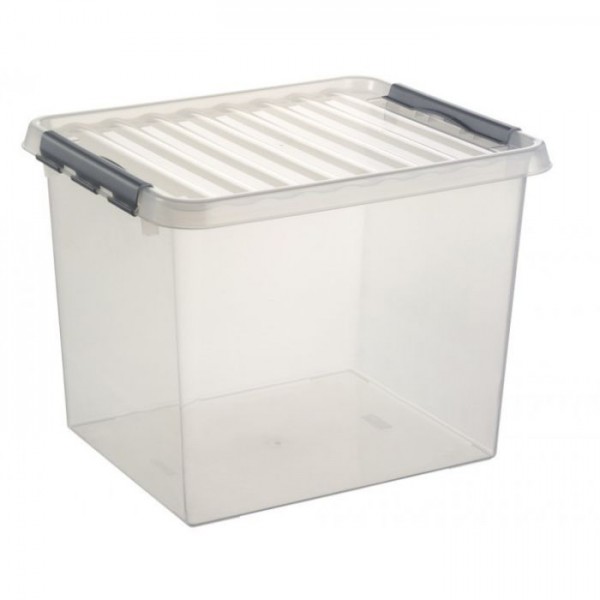Sunware box met deksel Q-line 52 liter transparant/metaal | Sunware