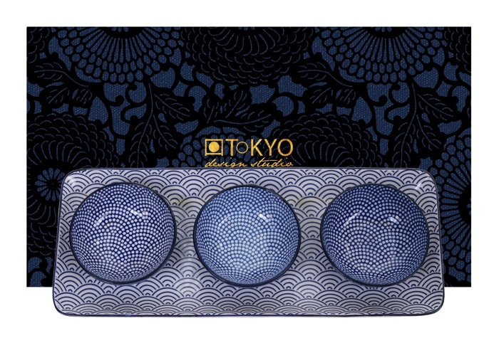 Sushi Servies Set - Tokyo Design Studio Nippon Blue - 4-delig - 33.5 x 13.7 x 2.1 cm | Tokyo Design Studio