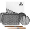 Sushi borden set met eetstokjes - Tokyo Design Studio - Nippon Black - 21 x 13.5 & 9.5 x 3cm | Tokyo Design Studio