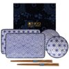 Sushi bordenset Nippon Blue - Tokyo Design Studio - Golven/Ster - 21 x 13.5 & 9.5 x 3cm | Tokyo Design Studio