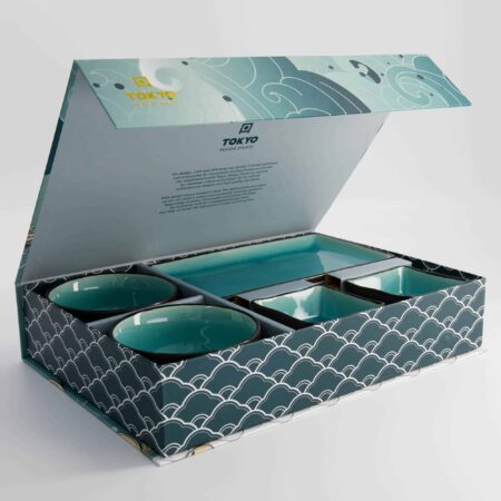 Sushiset van 8 stuks - Glassy Turquoise - Zwart/Turquoise | Tokyo Design Studio