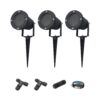 Sydney - 3x Prikspot XL - Aluminium - Zwart - IP65 waterdicht - Geschikt voor GU10 spot - 20 watt - Inclusief installatiemateriaal (Kabel & connector) | HOFTRONIC