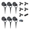 Sydney - 6x Prikspot XL - Aluminium - Zwart - IP65 waterdicht - Geschikt voor GU10 spot - 20 watt - Inclusief installatiemateriaal (Kabel & connector) | HOFTRONIC