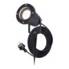 Sydney LED prikspot - GU10 4 Watt 345 Lumen - Dimbaar - Kantelbaar - 4000K neutraal wit - IP64 Waterdicht - 1.5m kabel met EU-stekker - Zwart | HOFTRONIC