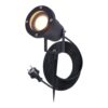 Sydney LED prikspot - GU10 4 Watt 345 lumen - Dimbaar - Kantelbaar - 2700K warm wit - IP65 Waterdicht - 1.5m kabel met EU-stekker - Zwart | HOFTRONIC
