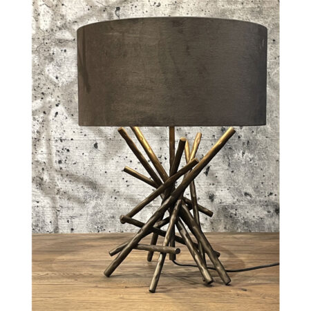 Tafellamp Brut brons met lampenkap Taupe |