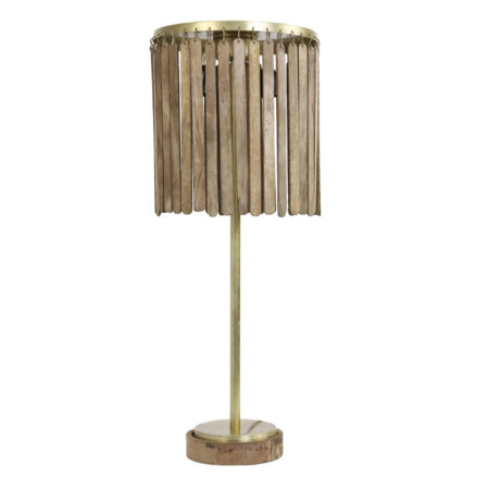 Tafellamp Gularo Hout dk bruin | Light & Living