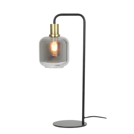 Tafellamp Lekar antiek brons met smoke glas | Light & Living