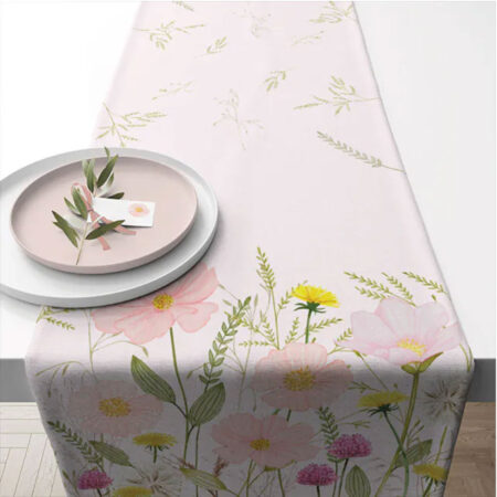 Tafelloper Pastel Flowers Pink | Ambiente